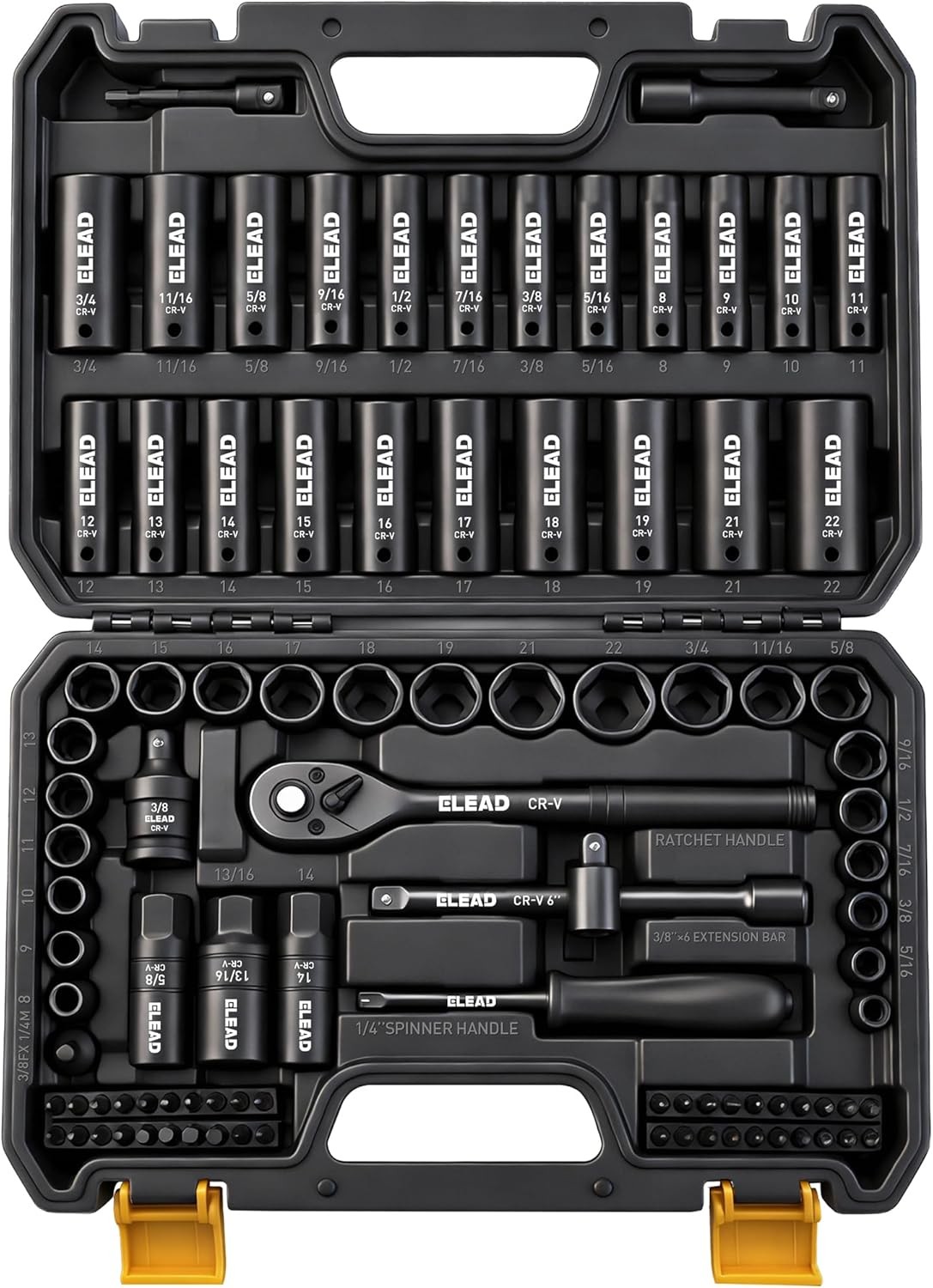 96-Piece 3/8" Drive Impact Socket Set SAE(5/16 to 3/4-Inch & Metric(8-22mm
