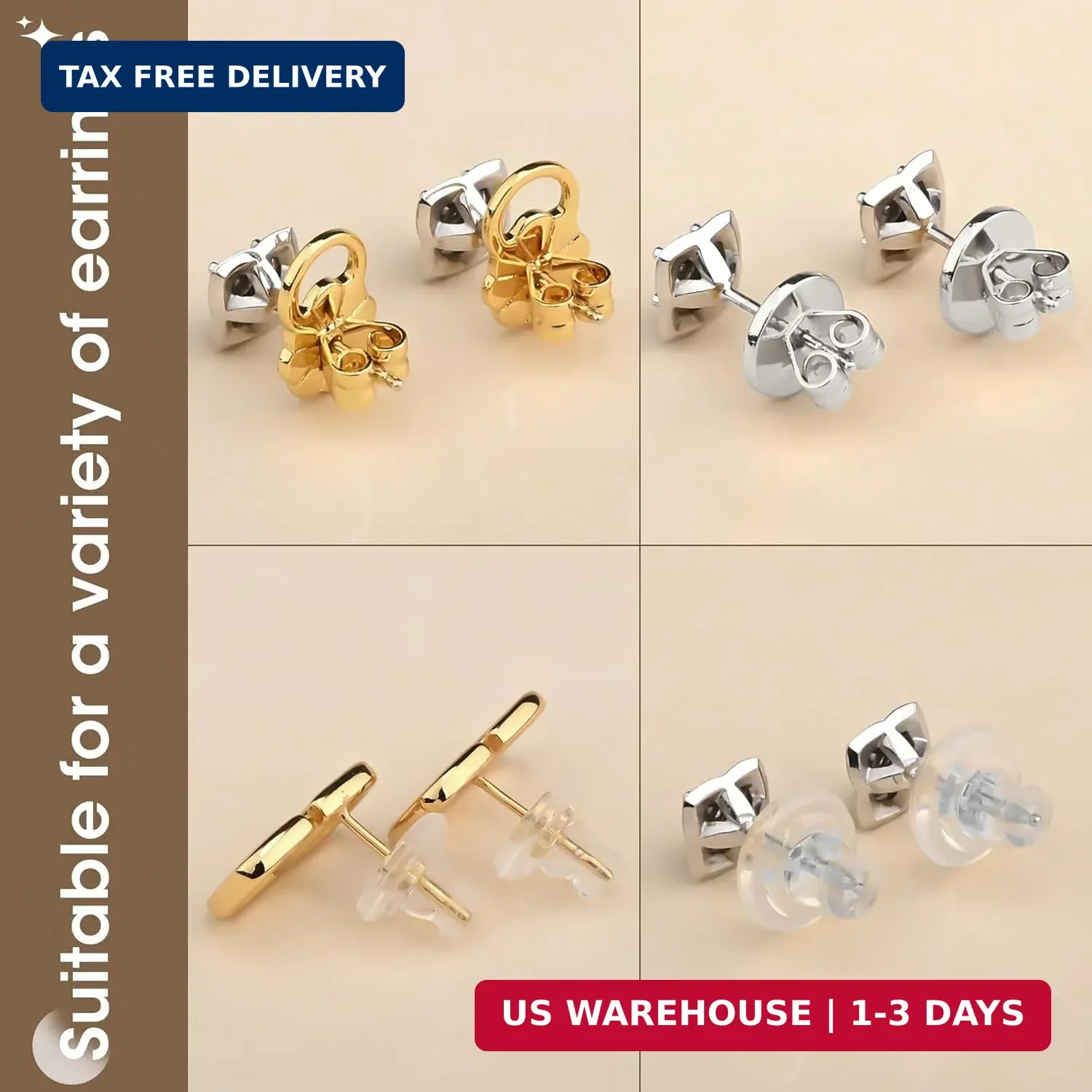 Earring Backs for Droopy Ears Heavy Earrings - Replacements Locking Ear Supports