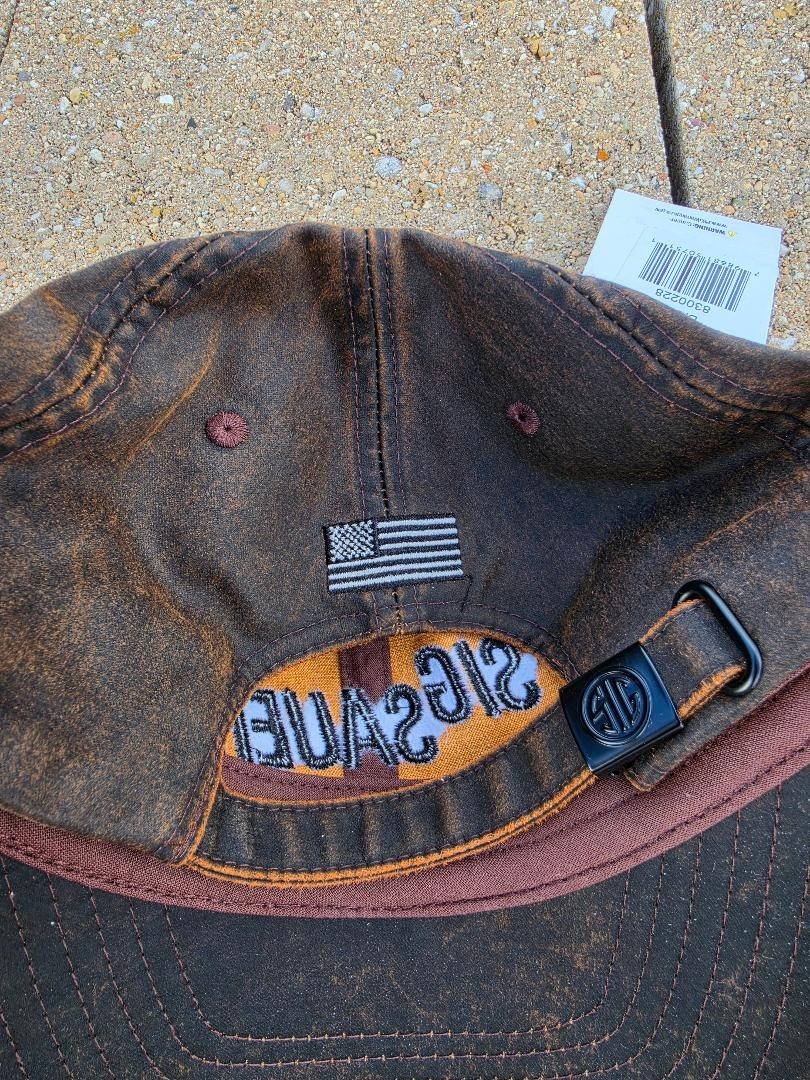 SIG SAUER BROWN OIL CLOTH Cap Hat Preowned Like New