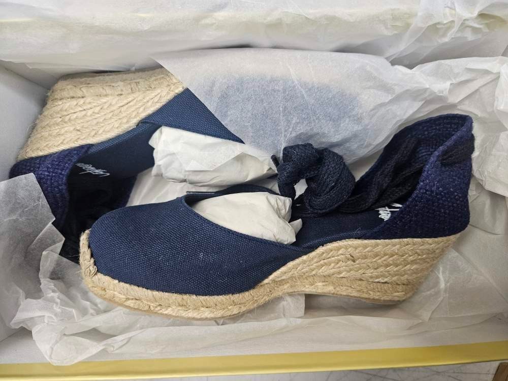 NEW Castaner  Women's Carina Canvas Wedge Sandals Marino Size 36