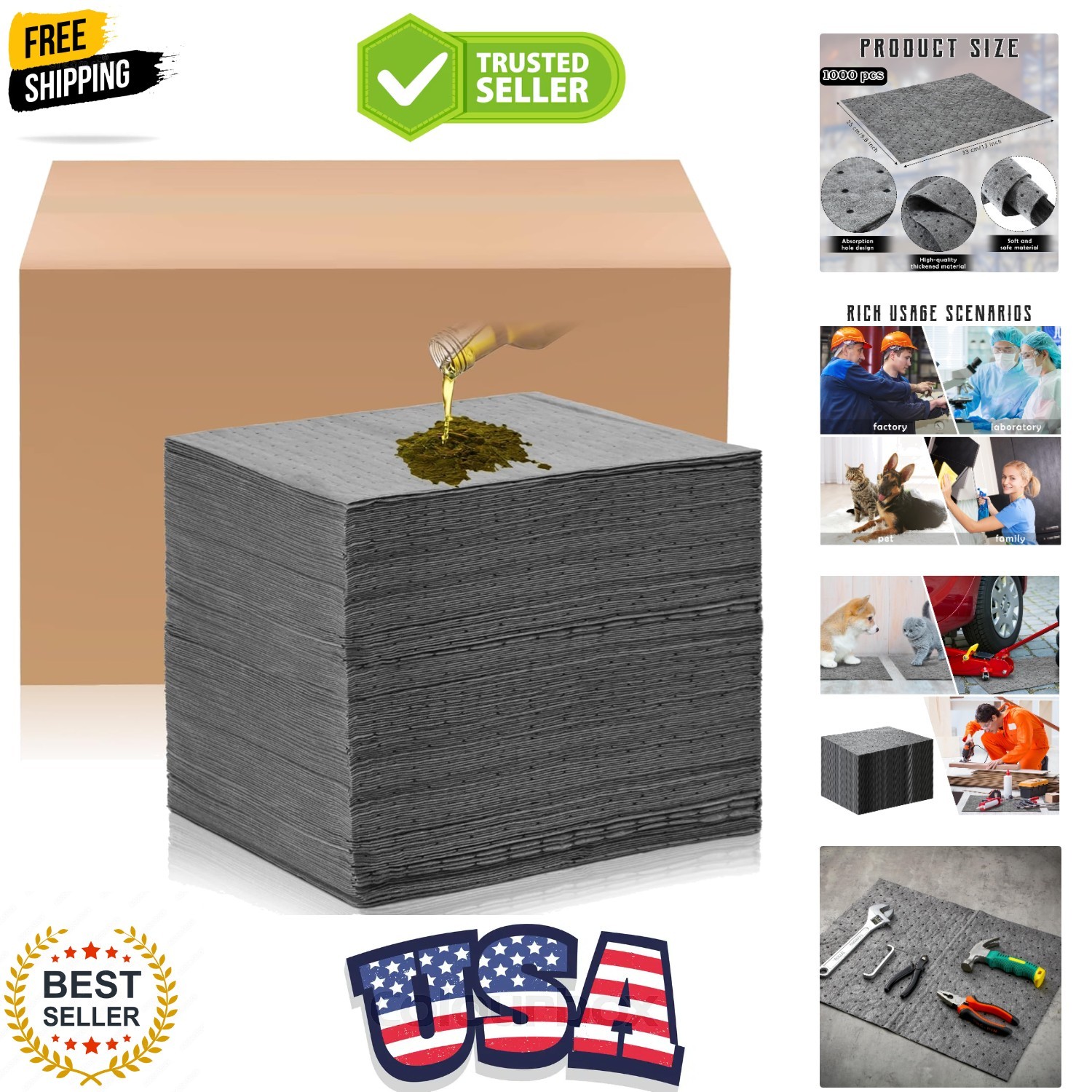 Oil Absorbent Pads Weight Dimpled Pad Garage Water Absorbent Mat Oil Spill Ma...