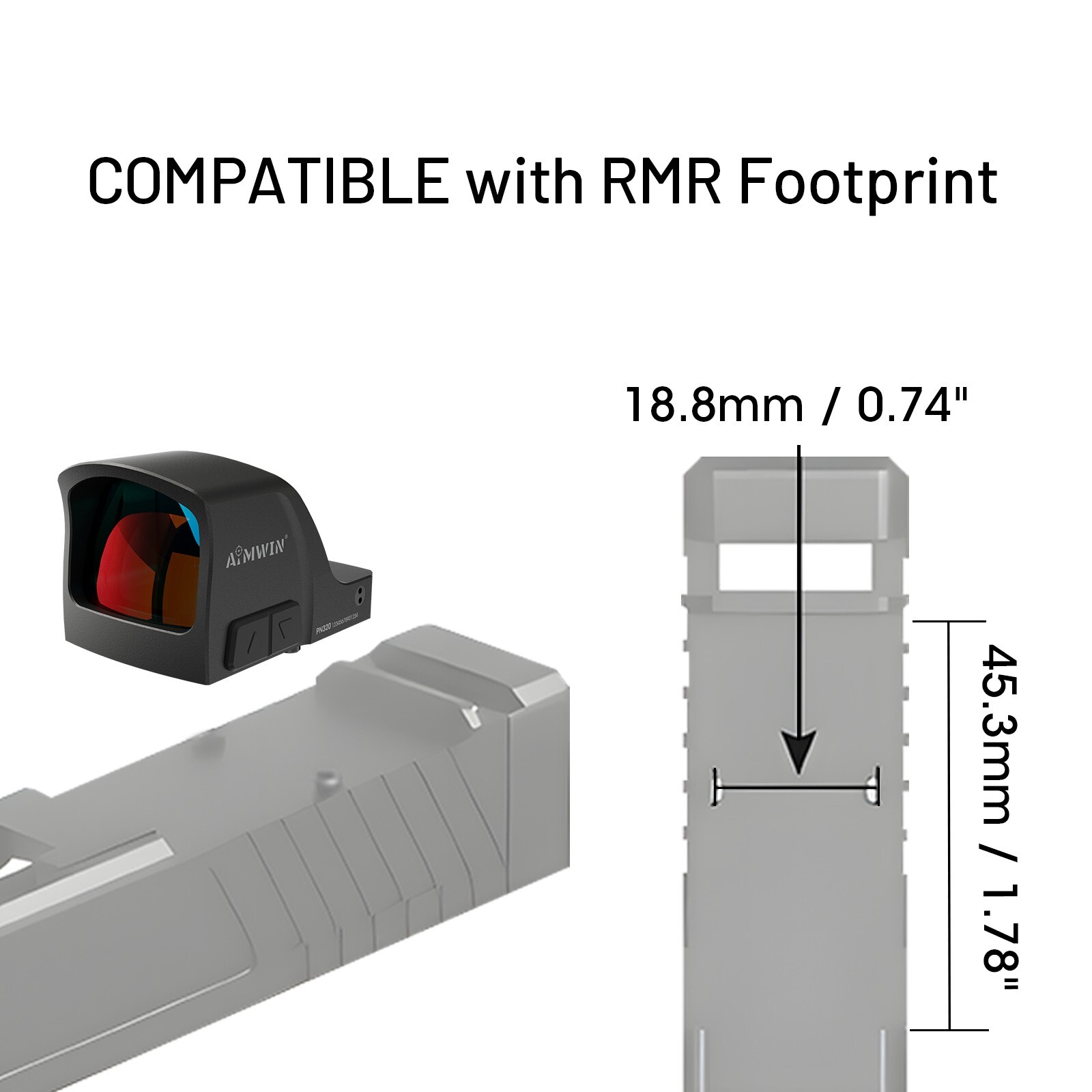 AIMWIN PN320 Open Reflex Sight 2 MOA Dot 32 MOA Circle Concealed Carry Optic
