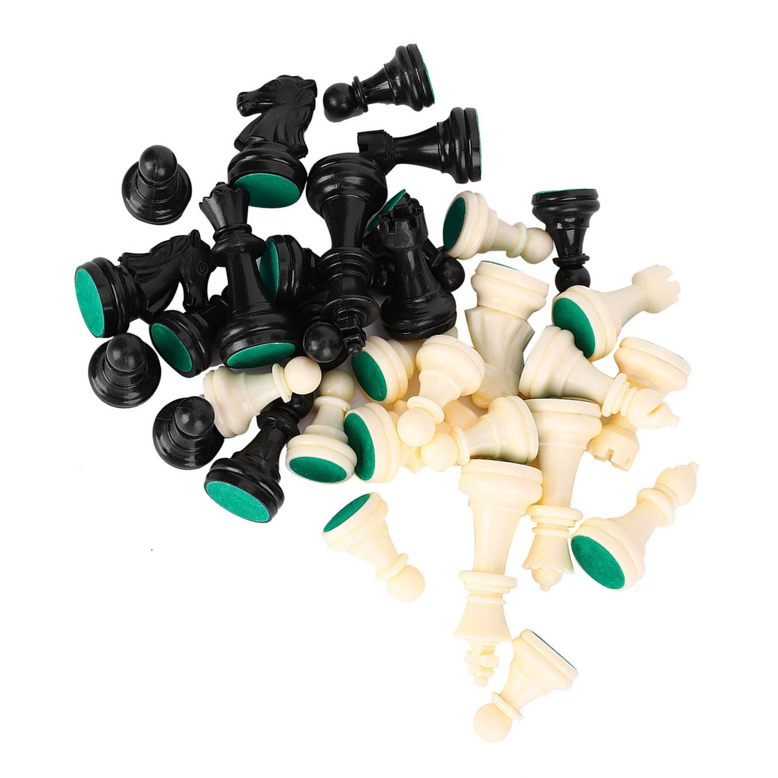 Plastic Chessmen Set International Chess Game Complete Chessmen Set Black&&White