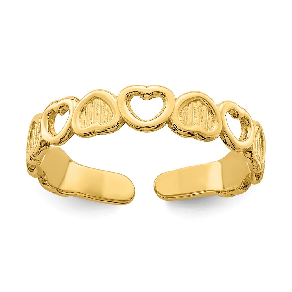 14k Yellow Gold Heart Shape Adjustable Toe Ring 0.68gm