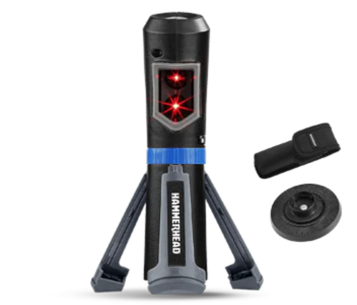Hammerhead Compact Self Leveling Cross Line Laser W/ Foldout Legs & Case + Batt