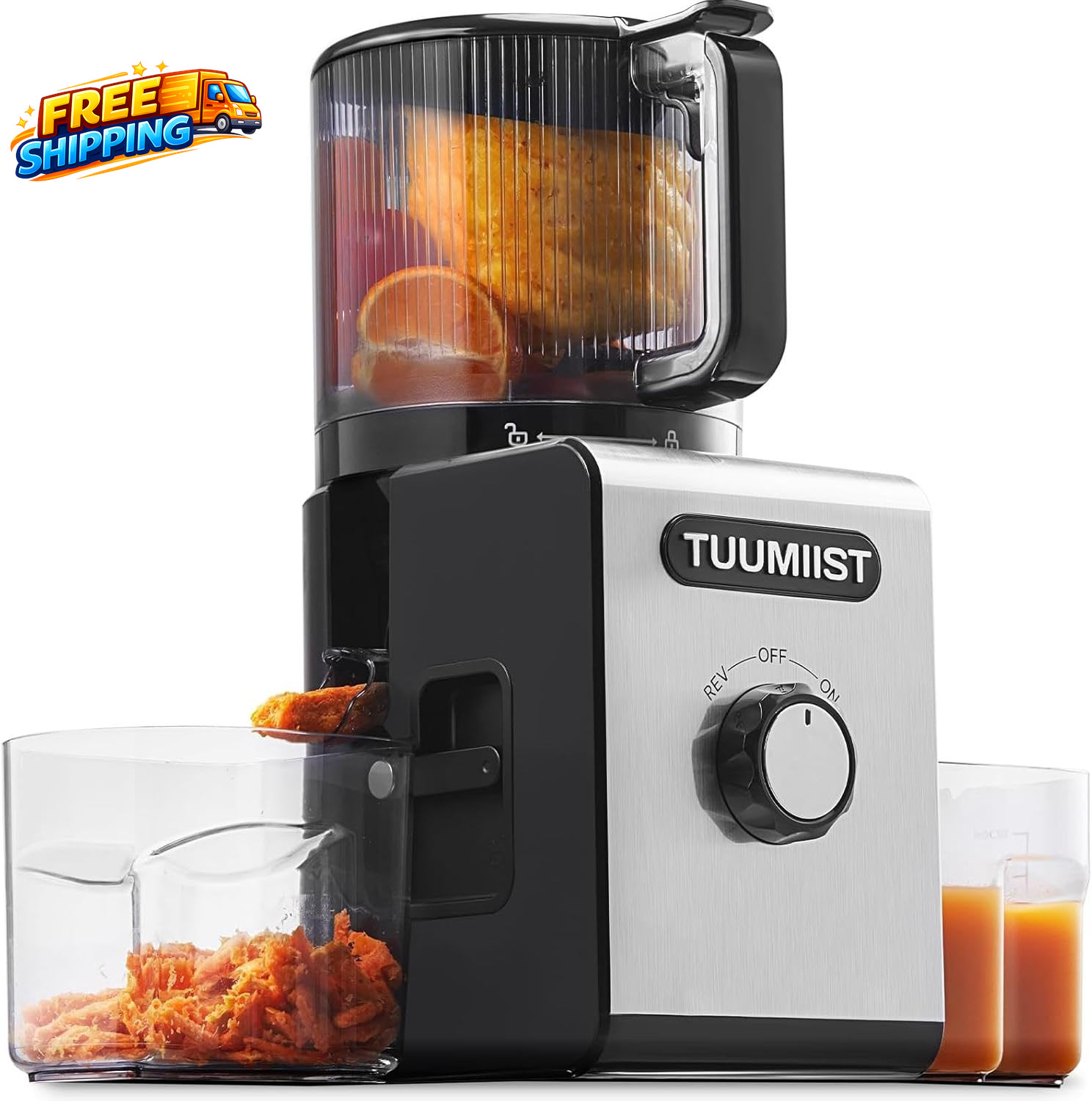 Cold Press Juicer Machine, 6.5" Large Feed Chute Masticating Extractor, Easy to
