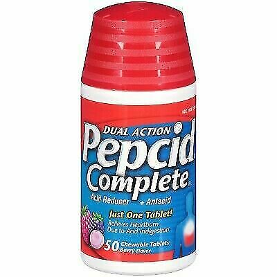 Pepcid Complete Acid Reducer + Antacid Chews, Famotidine, Berry, 50 Ct Exp 2026