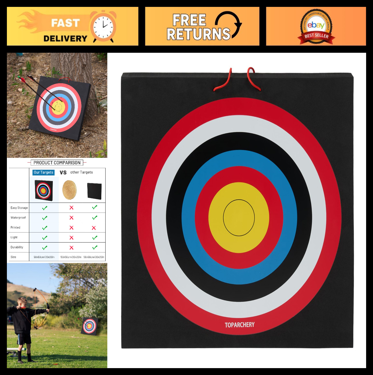 20" High-Density Foam Archery Target Block - Backyard & Throwing Knife Use