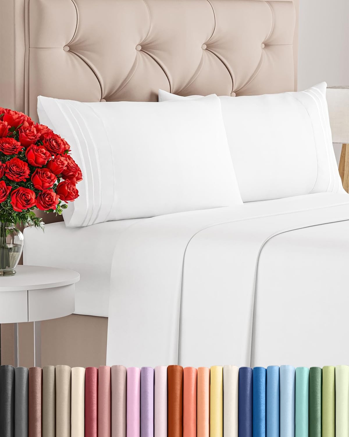 Queen Size 4-Piece Sheet Set Soft Microfiber Cooling Breathable Bed Sheets Beddi