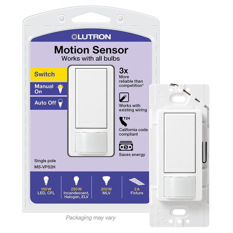 Lutron MS-VPS2H-WH White 2A 120V 150W 1-Pole Vacancy Motion Light Sensor Switch
