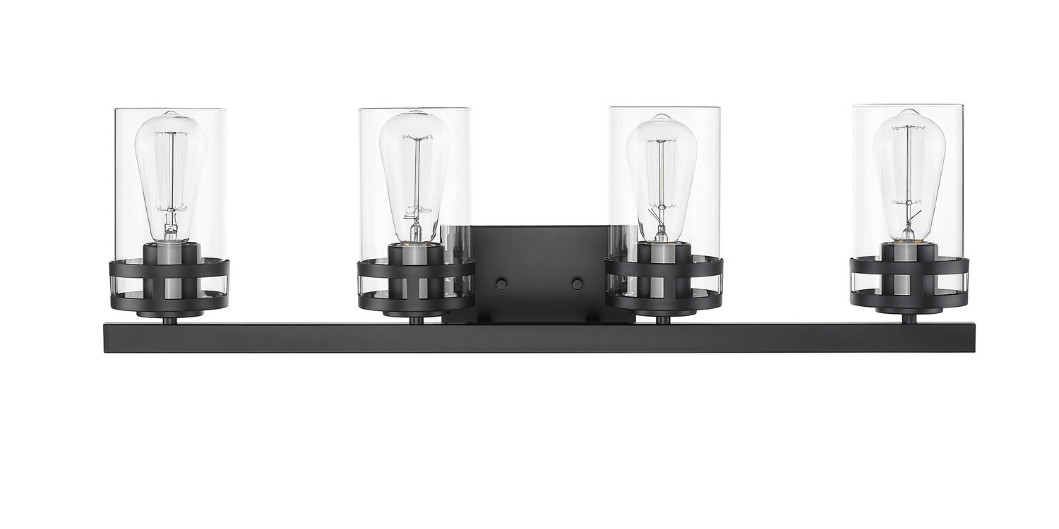 Matte Black Four Light Vanity from the Lunden Collection