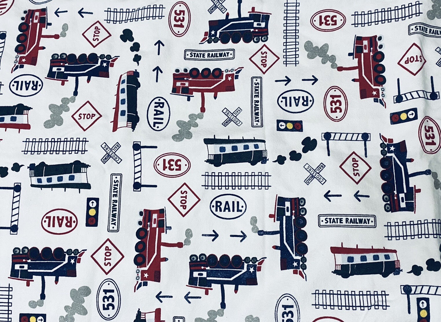 POTTERY BARN KIDS Pillowcase Set Train Railway Trains Railroad 100% Cotton