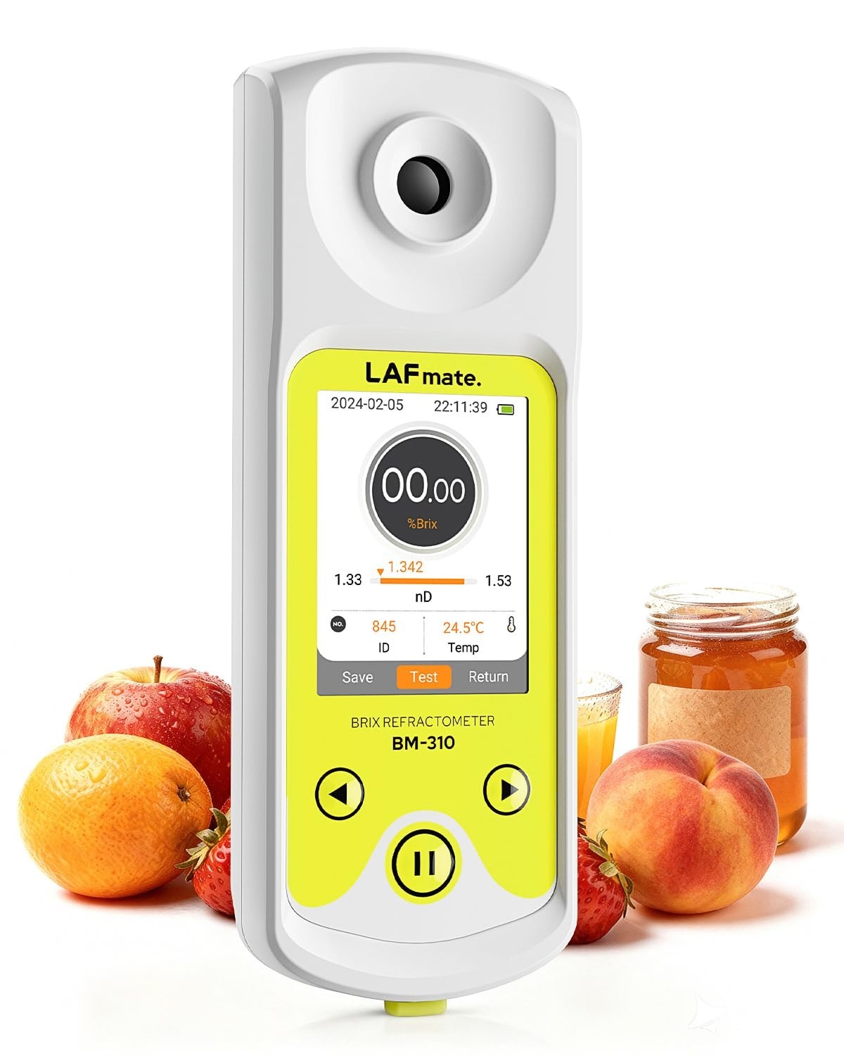 Rechargeable Refractometer with Automatic Temperature Compensation for Samples