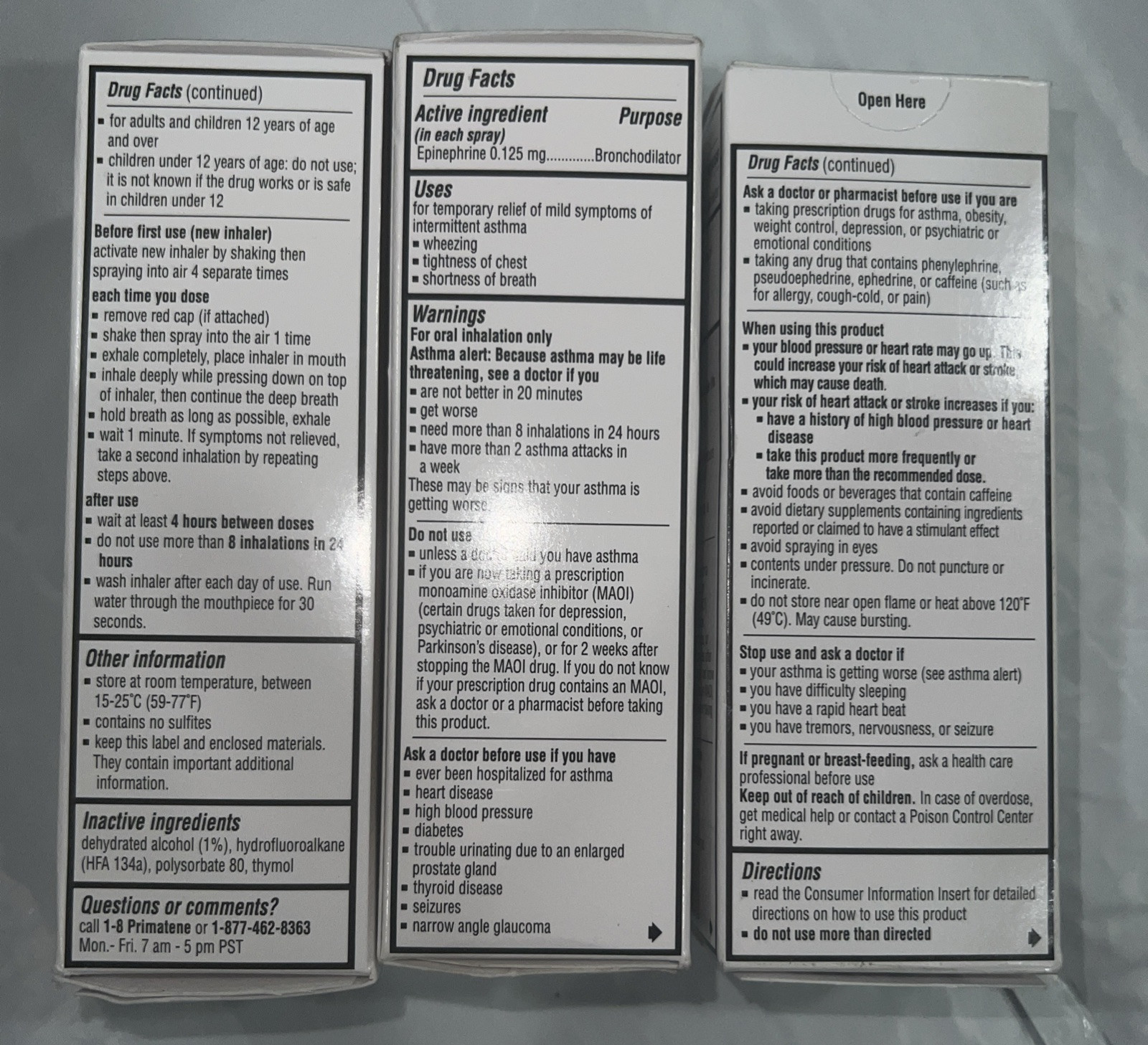 (3) ~ Primatene Mist Epinephrine Inhalation Aerosol - EXP 2027