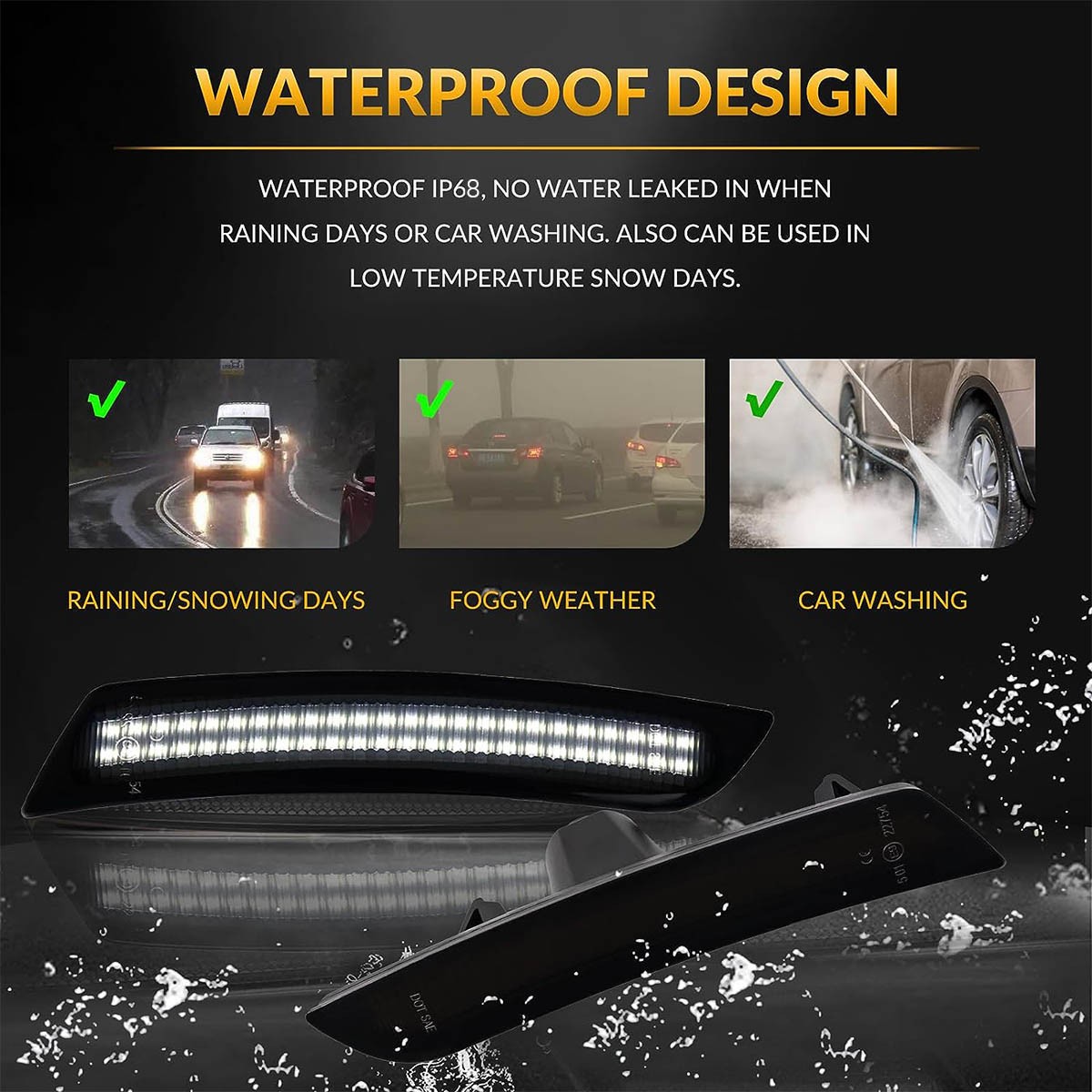 4X Dynamic White LED Side Marker Light Front Rear Set for Chevy Camaro 2016-2023