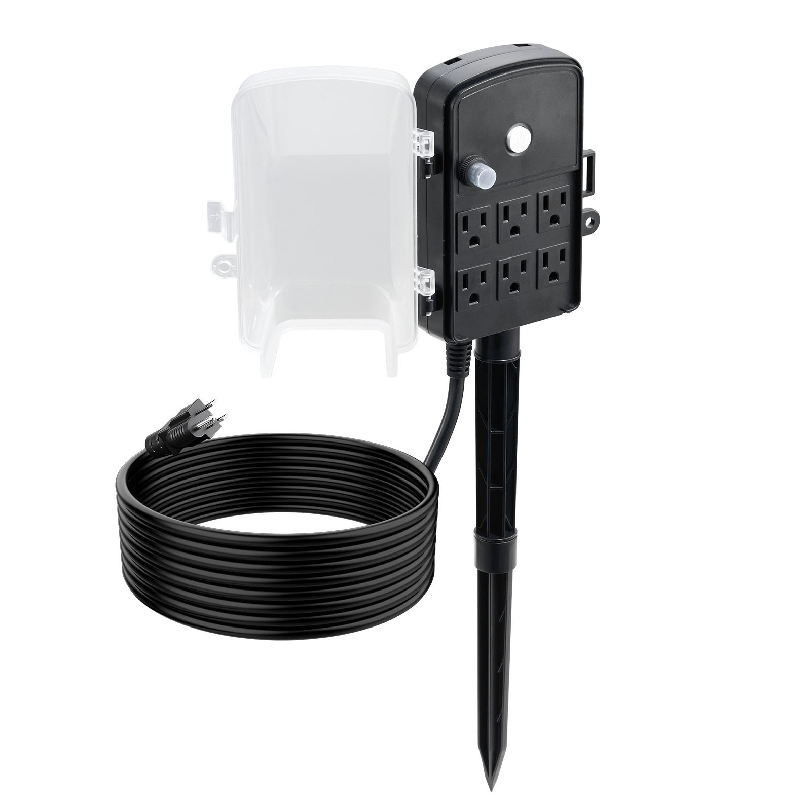 Uimoso Outdoor Power Stake with 6 Outlets and 15 FT Weatherproof Extension Cord