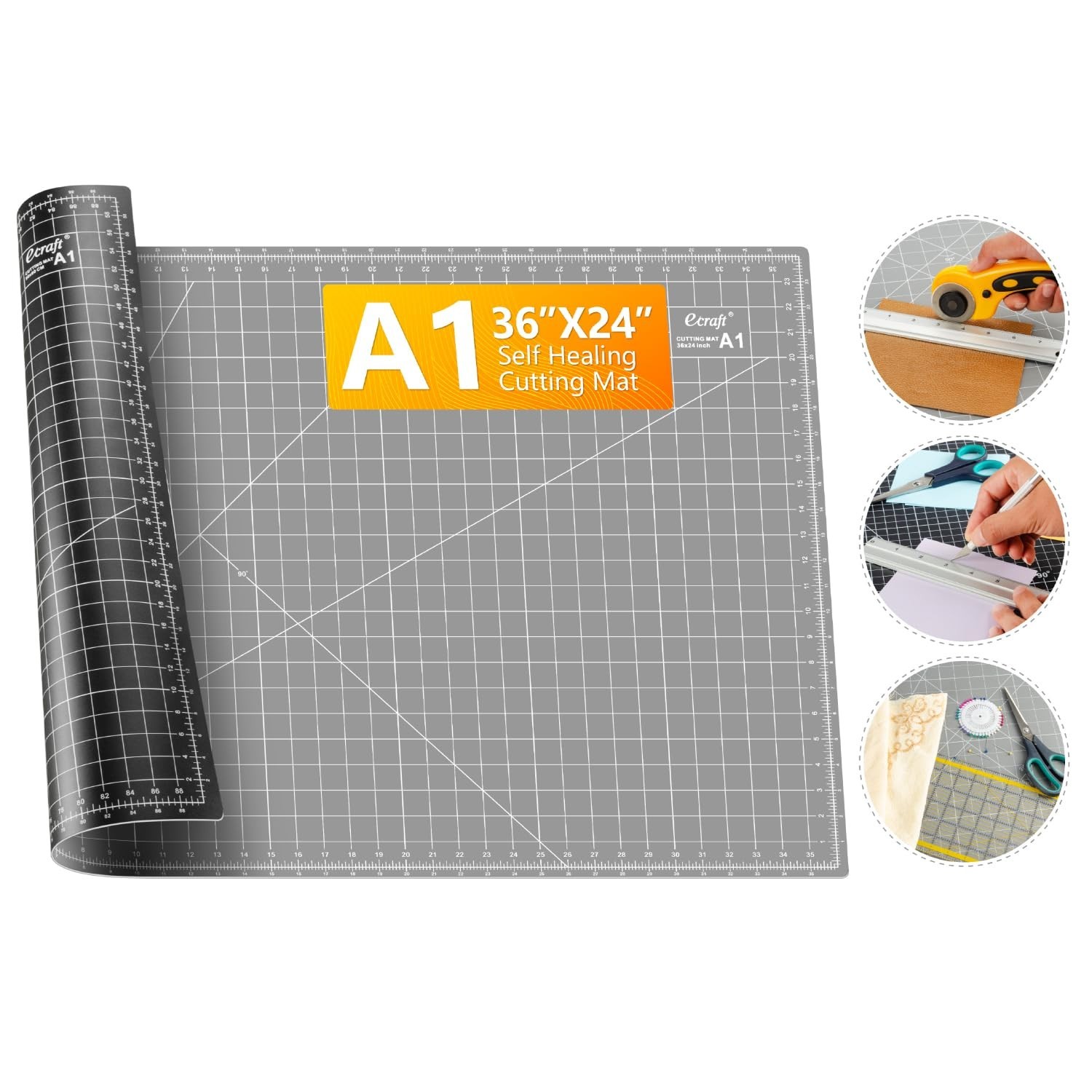 Ecraft Large Self Healing Cutting Mat: 24" x 36" Double Sided 5-Ply Hobby Mat...