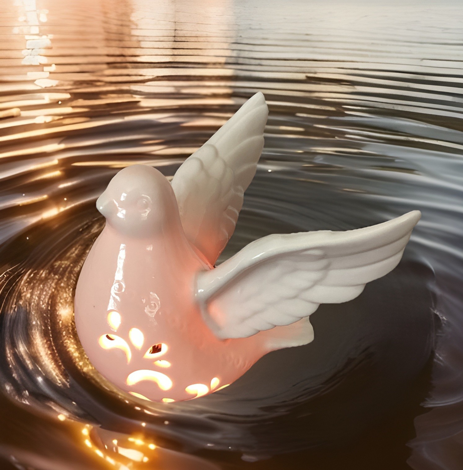 Napco White Dove Ceramic Night Light Corded Lamp