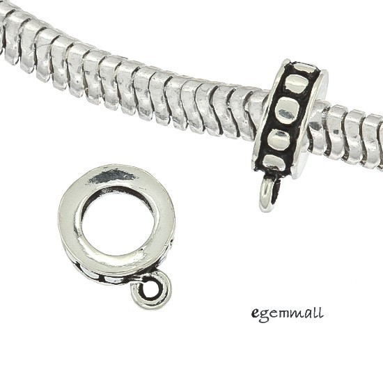 2 Antique Sterling Silver European Charm Pendant Connector Beads #97548