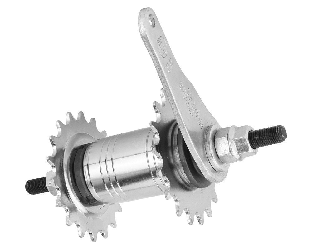 KT Trike Conversion Kit Coaster Brake Hub Chrome 3/8 Axle Dual 18T Sprockets.