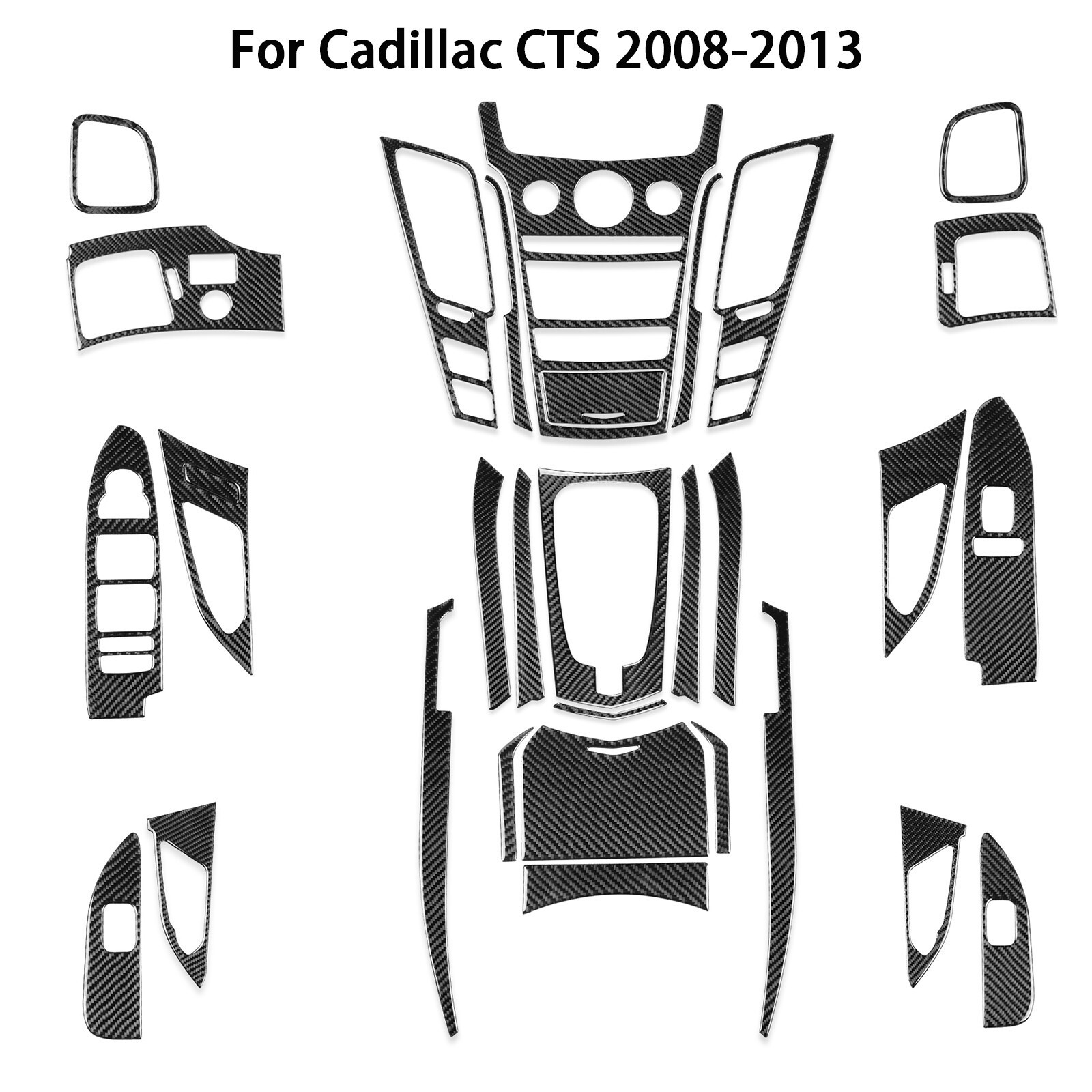 32Pcs Real Carbon Fiber Full Interior Upgrade Trim Kits For Cadillac CTS 2008-13