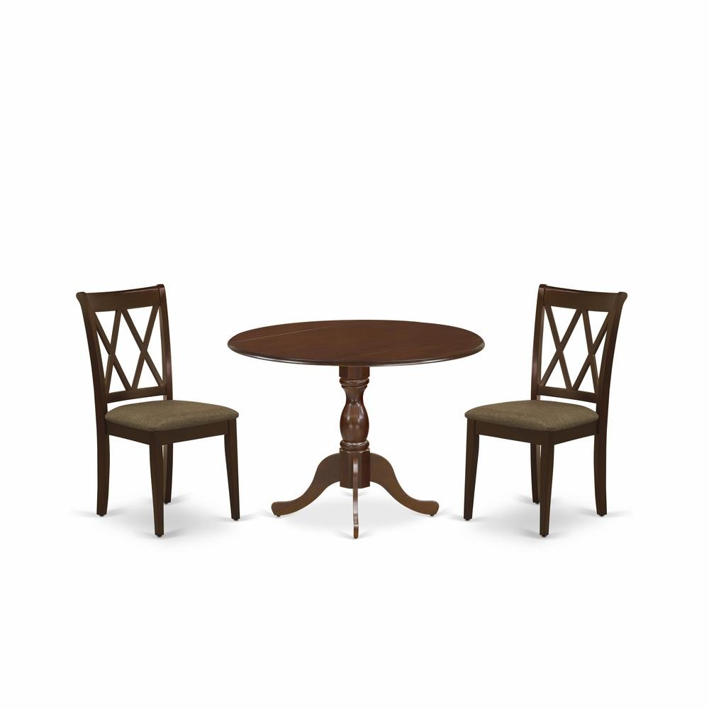 East West Furniture DMCL3-MAH-C 3 Piece Dining Room Set Consists of 1 Drop...