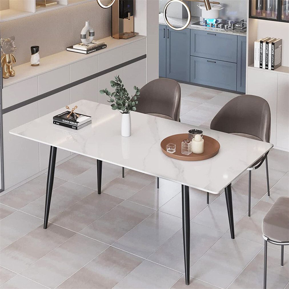 6-Person Rectangular Marble Dining Table Kitchen Table Breakfast Nook Furniture