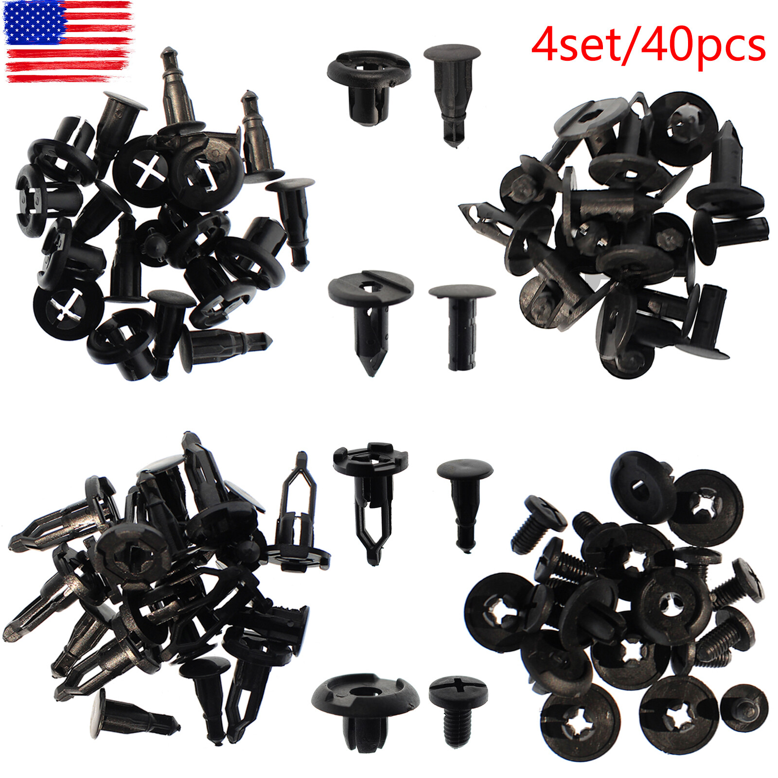 Plastic Rivets Plastic Push Pin Fastener Retainer Bumper Fender Trim Clips 40x