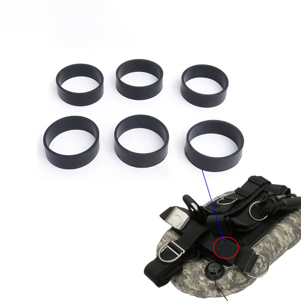 6pcs Scuba Dive Tech Diving Backplate Straps Harness Webbing Keeper Rubber Loops