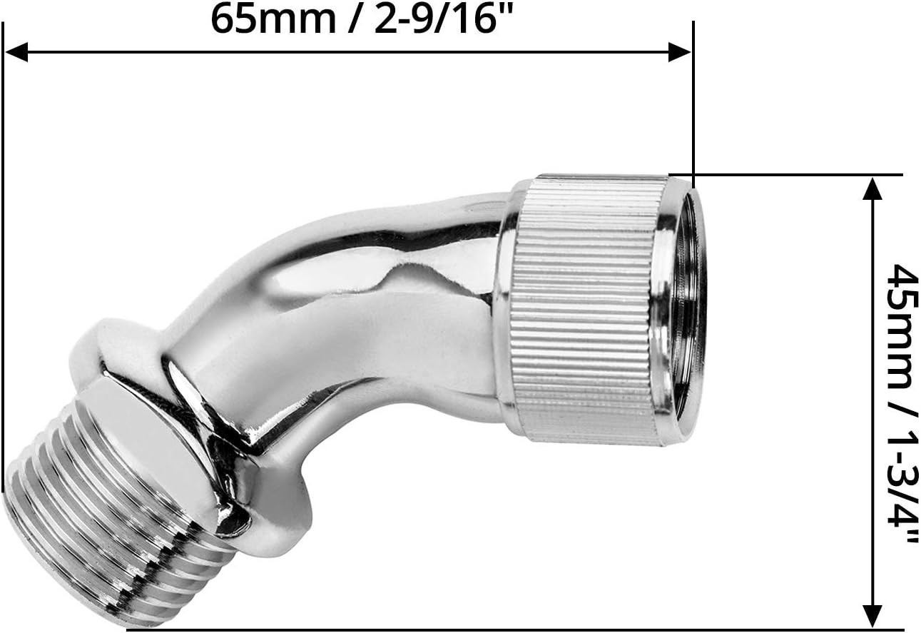 Elbow Adapter for Shower Head, Chrome Copper 1/2" Extender Connector