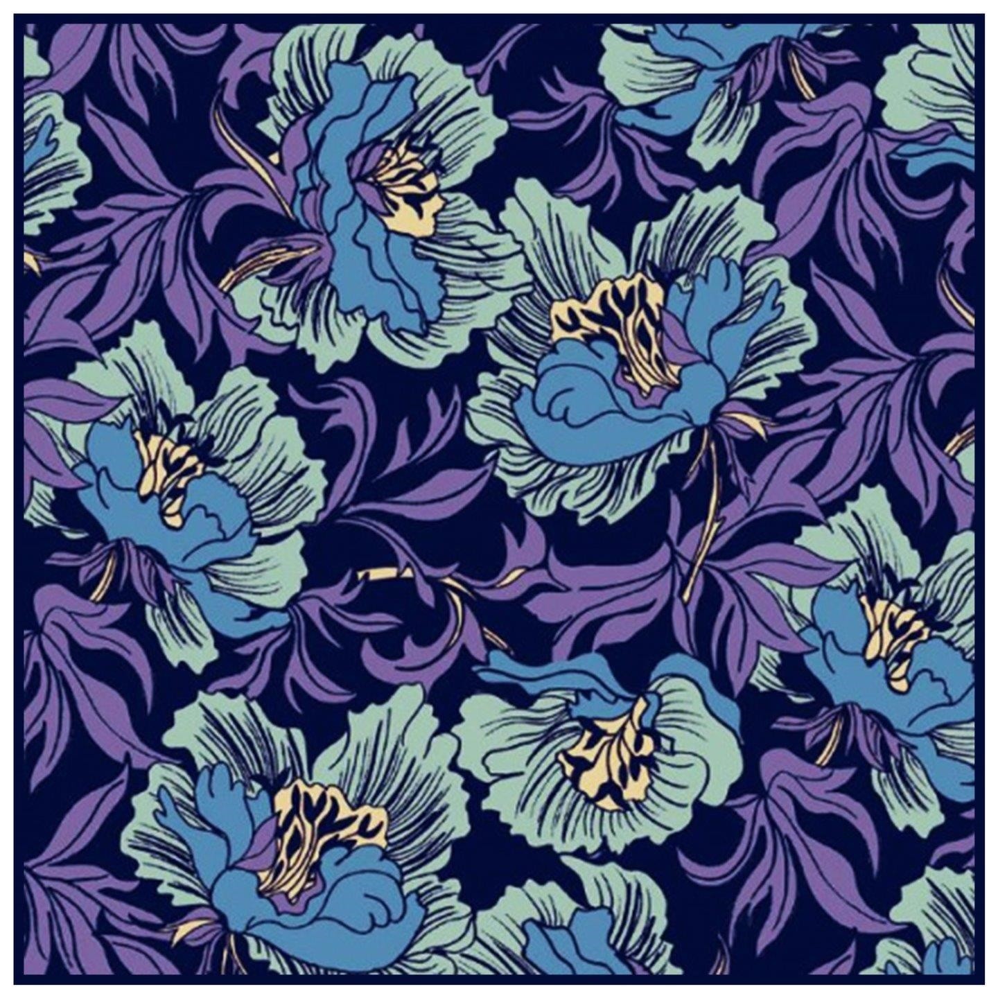 Acanthus Vines Purple Blue Blossoms William Morris Counted Cross Stitch Pattern