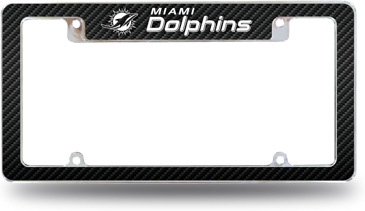 Miami Dolphins Metal License Plate Frame Chrome Tag Cover, 12x6 Inch