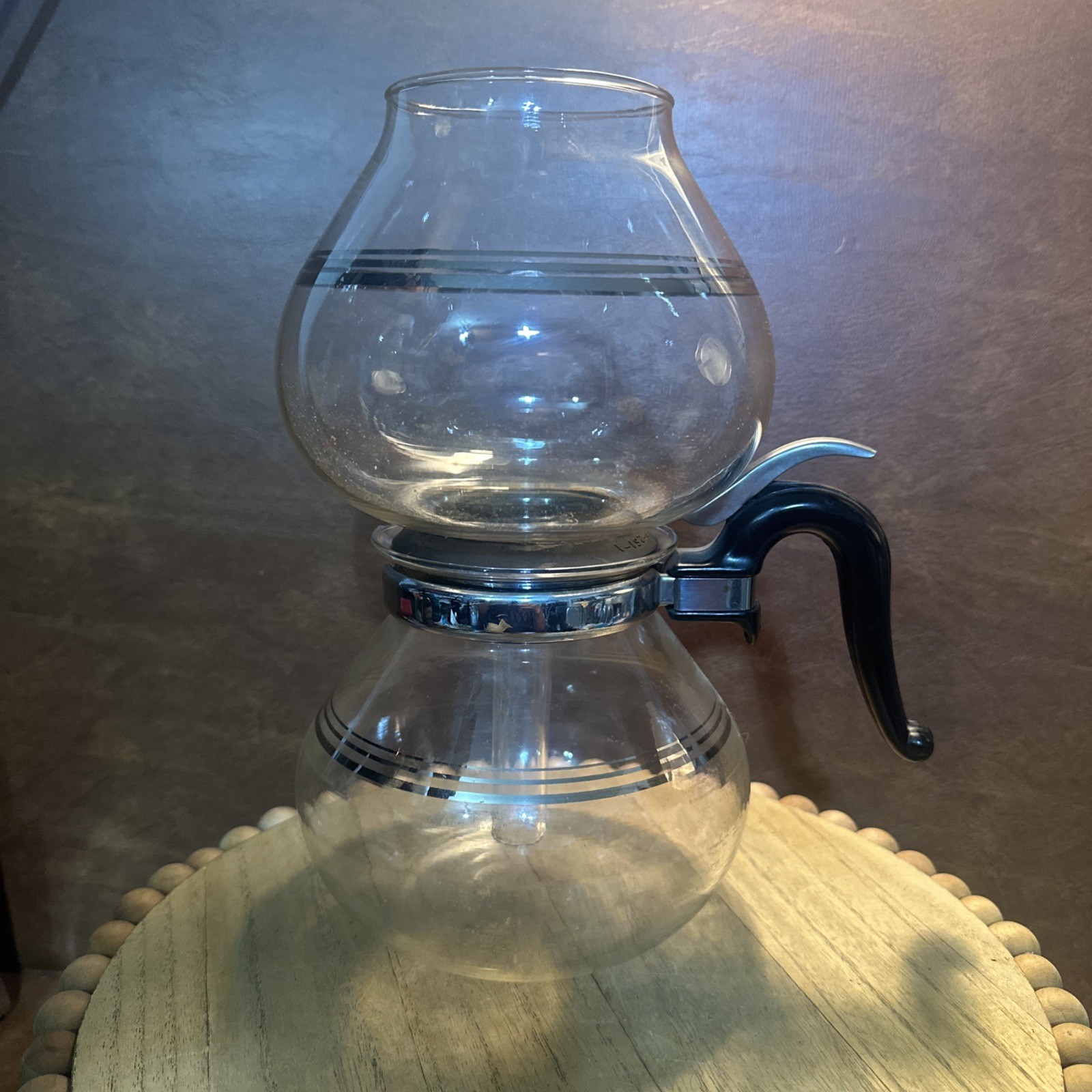 VTG PYREX MAID OF HONOR Silver Stripes Siphon Double  Coffee Pot “no Lid”