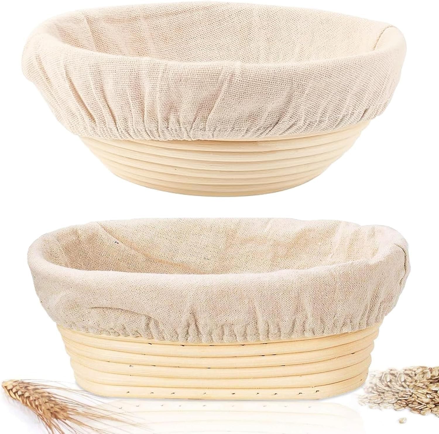 Bread Proofing Basket Set 2 Pack Rattan Sourdough Baskets for Baking