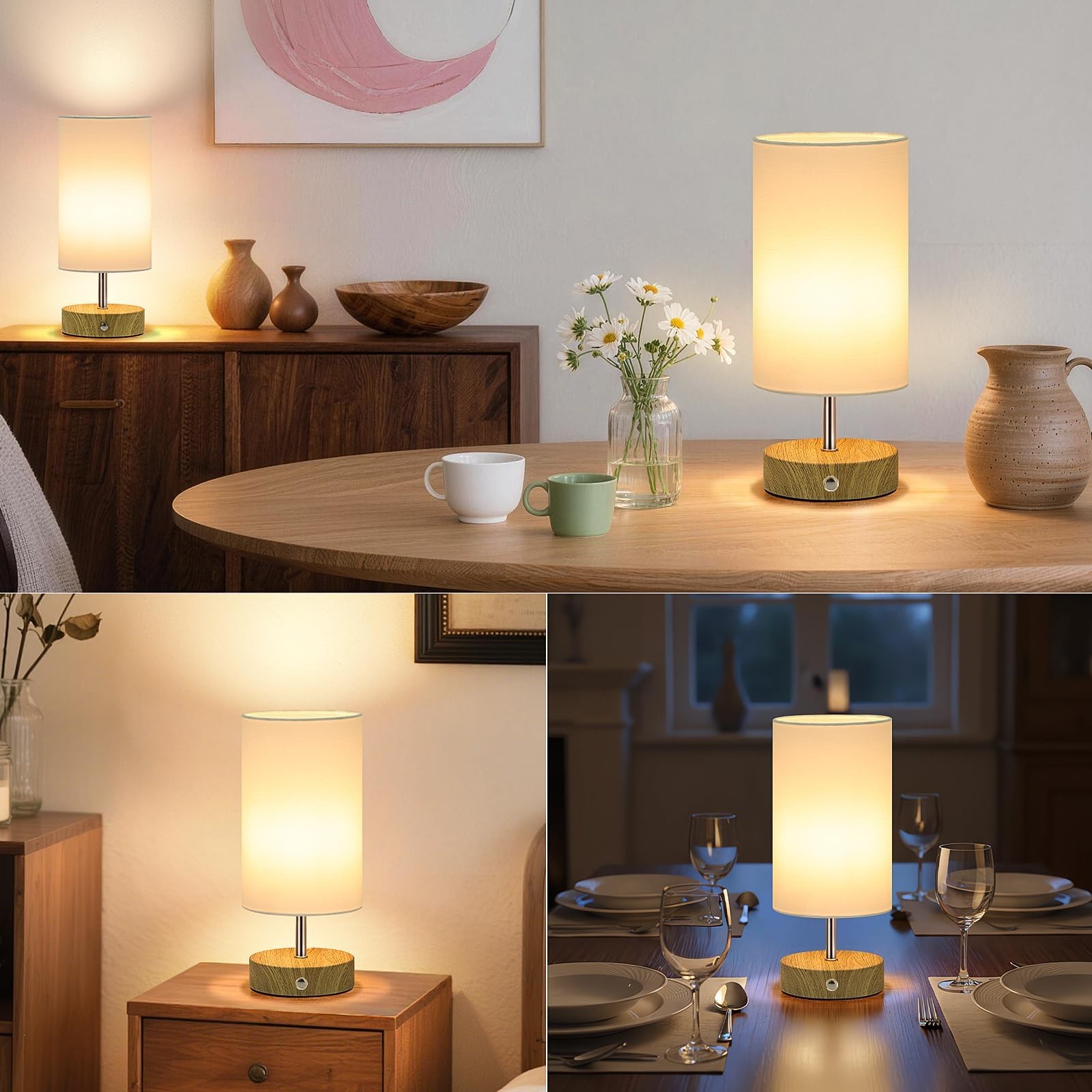 Cordless Table Lamp, Rechargeable 6000mAh Battery Operated Bedside Lamp, Port...