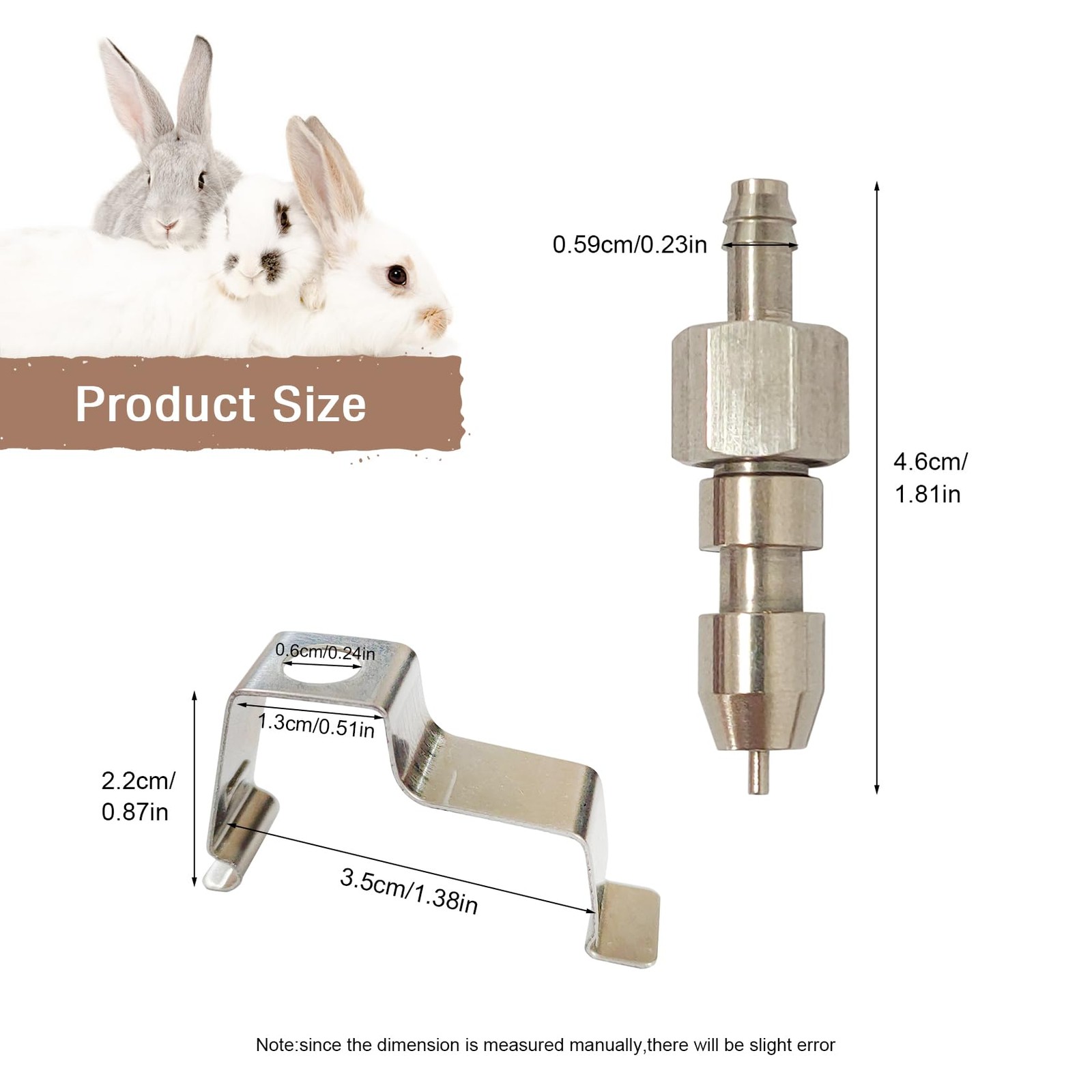 8pcs Stainless Steel Rabbit Watering Nipples with Cage Clips - Automatic System