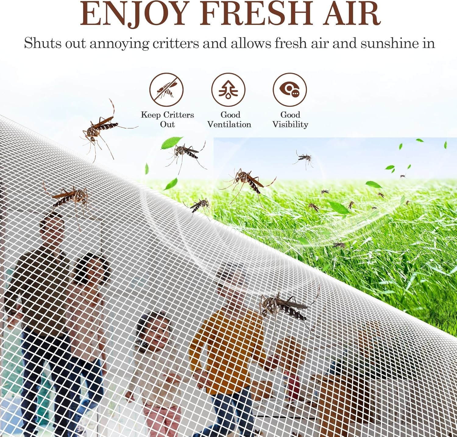 Windproof Magnetic Door Screen for 36x80