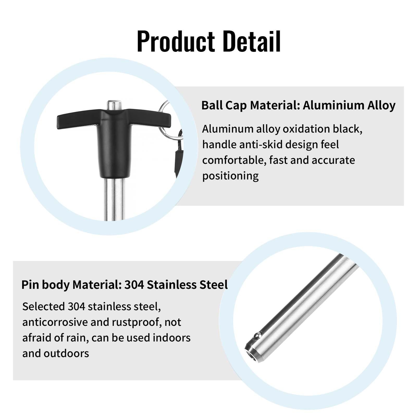 2 Pack T Handle Quick Release Pin 3/8 Inch Diameter Stainless Steel Ball Lock...