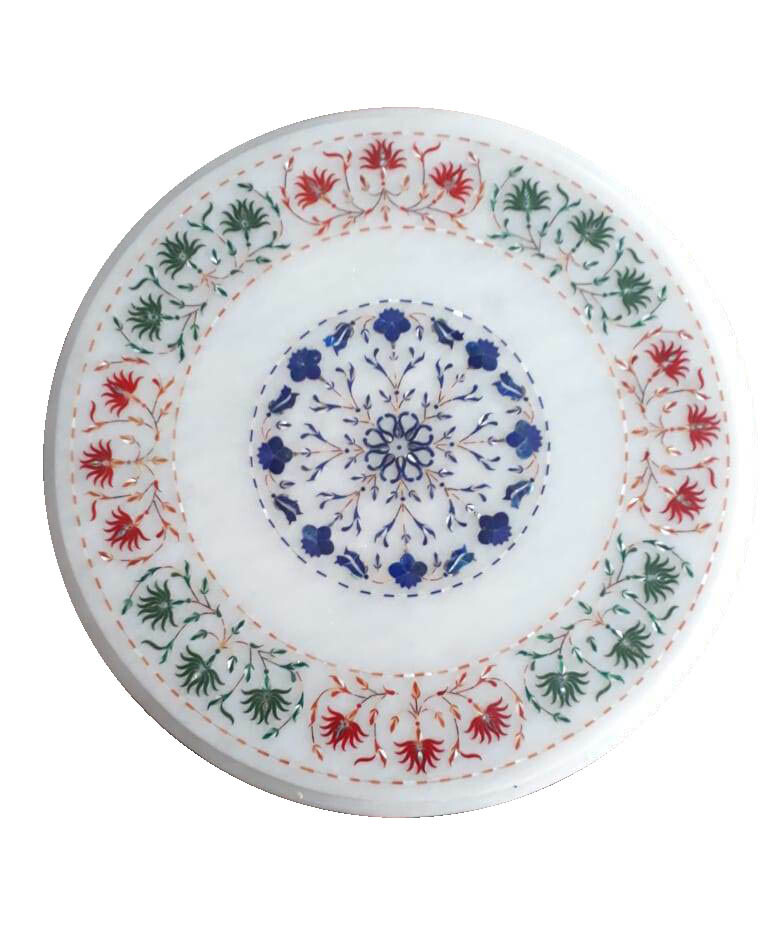 18" Marble Table top Handmade inlay PietraDura Floral Art Home Furniture