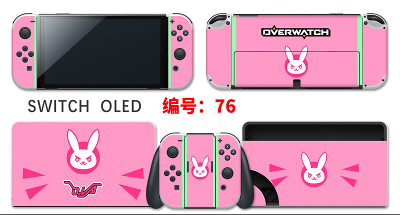 Vinyl Decal Skin Sticker Protector for Nintendo Switch OLED Pink #19