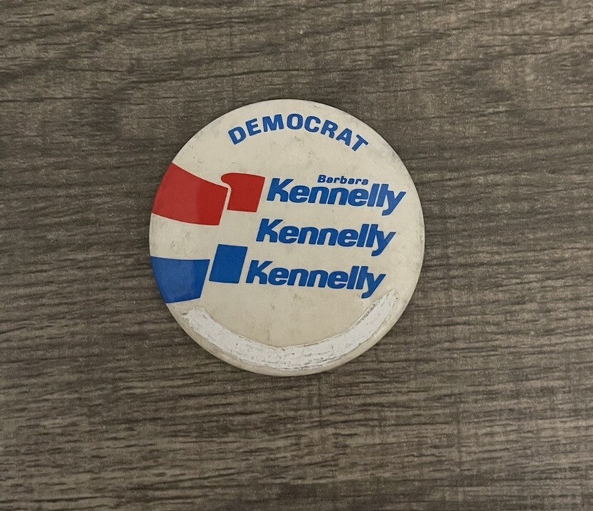 1980s political pin Barbara Kennelly Democrat 1.5" rare secretary of state