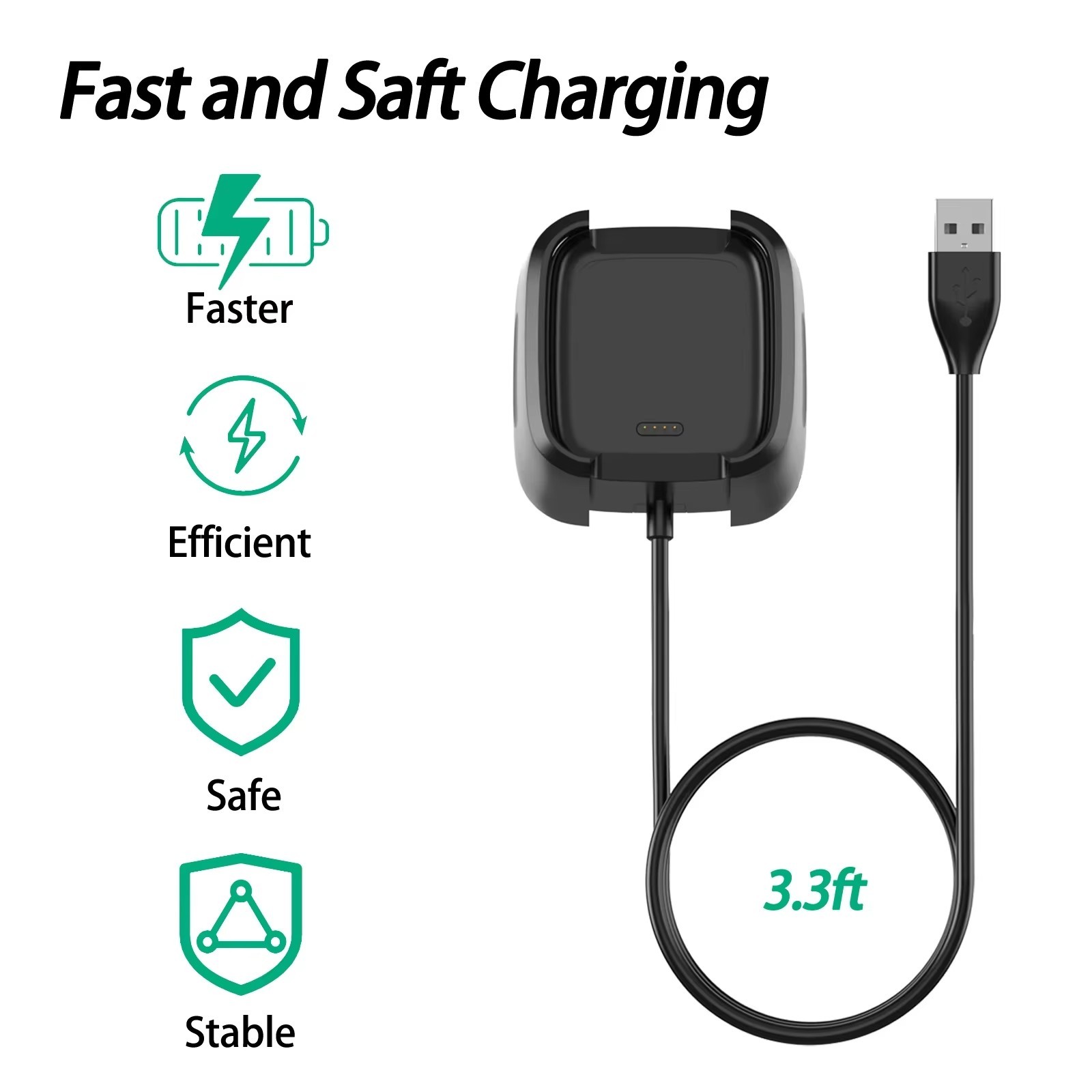 For Fitbit Versa 2 USB Charger Charging Power Dock Cradle Smart Watch
