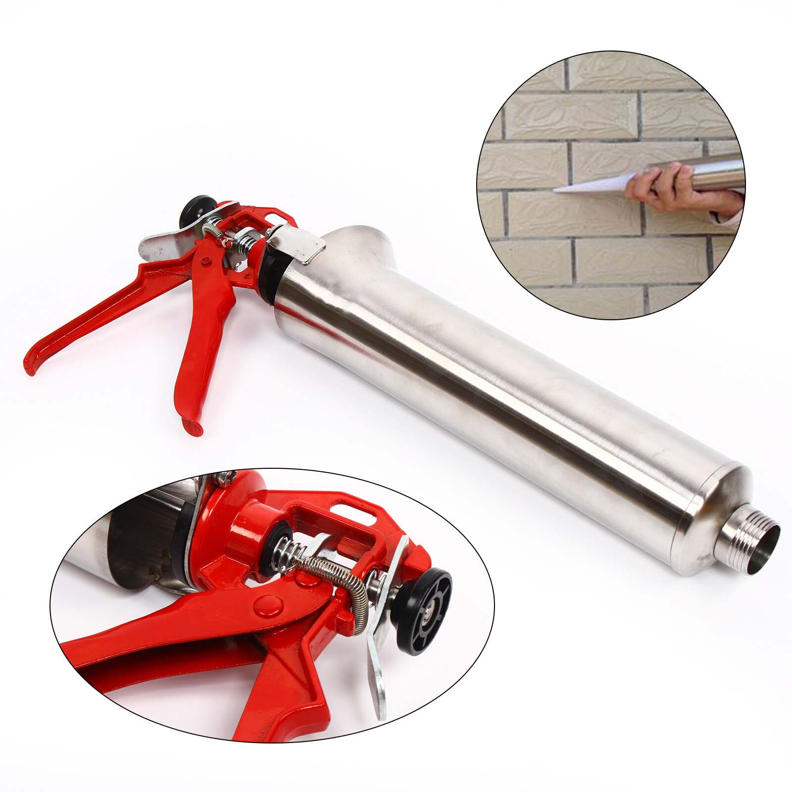 Caulking Cement Pump Gun Mortar Gun Cement Applicator Grout Concrete Tool Silver