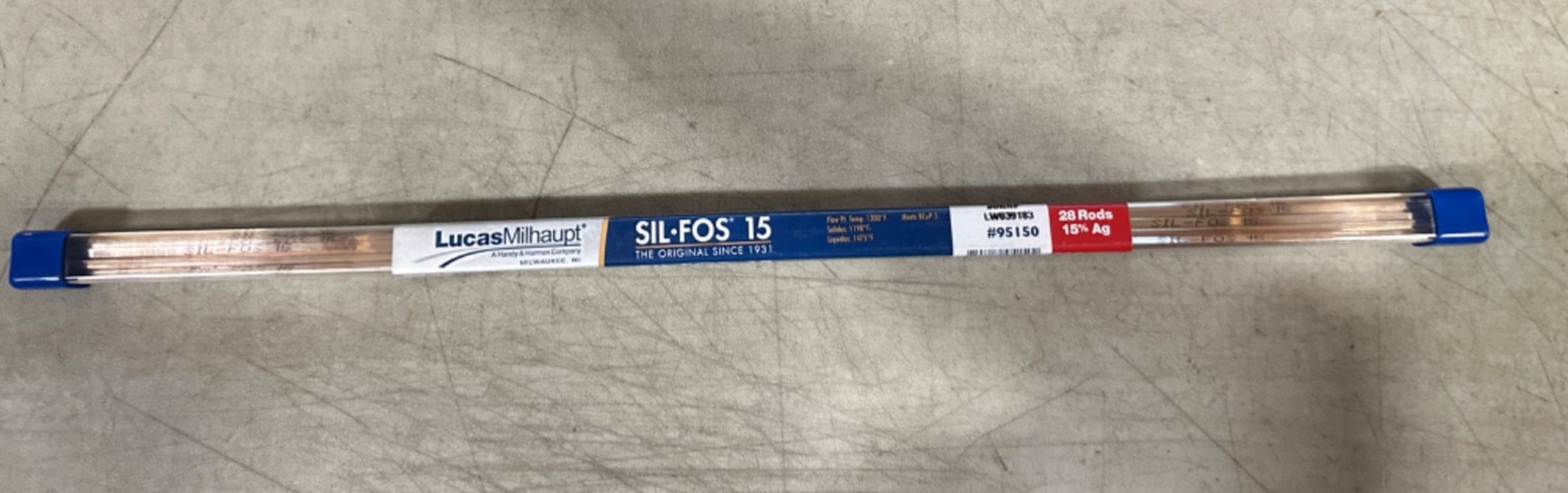 95150 Lucas Milhaupt Sil Fos Silvaloy 15% Silver Solder 1 pound solder