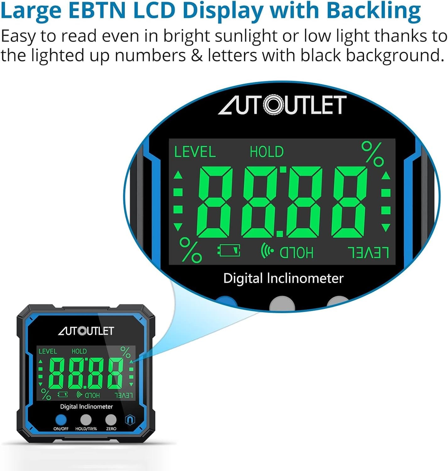 Backlit Digital Inclinometer IP54 Waterproof Angle Slope Meter Protractor