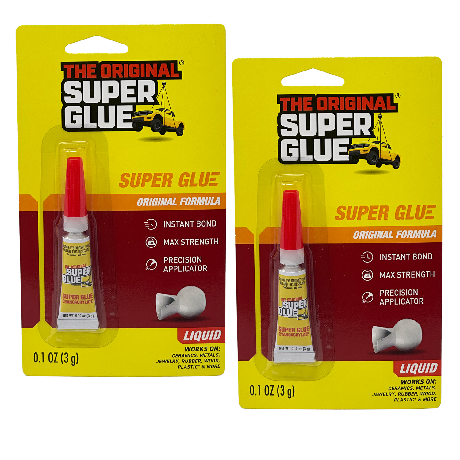 Super Glue Original Formula, 0.1 OZ - Clear Glue - 2 Packs