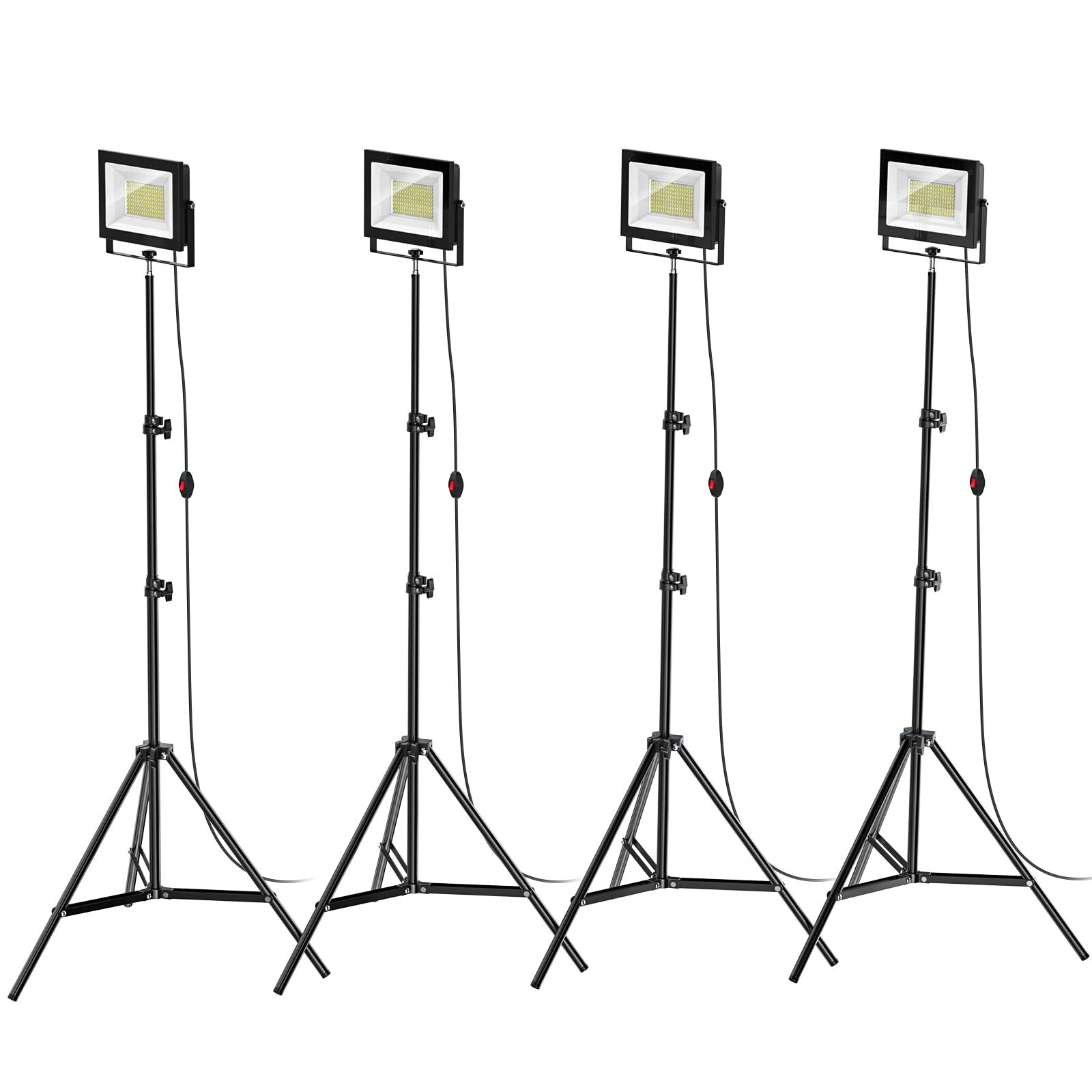4PCS LED Work Lights with Stand: 11000Lumen 100W Adjustable Tripod Work Light...