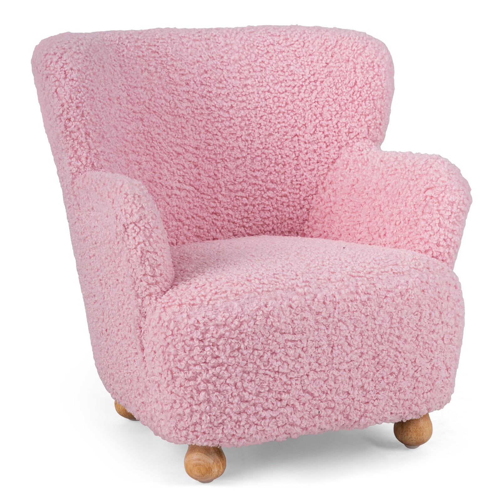 Sherpa Kids Sofa w/Solid Rubber Wood Legs for Boys & Girls Aged 3+ for Bedroom