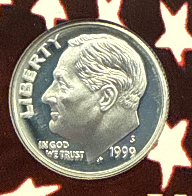 1999 S Proof Silver Roosevelt Dime From Proof Set With Free Shipping