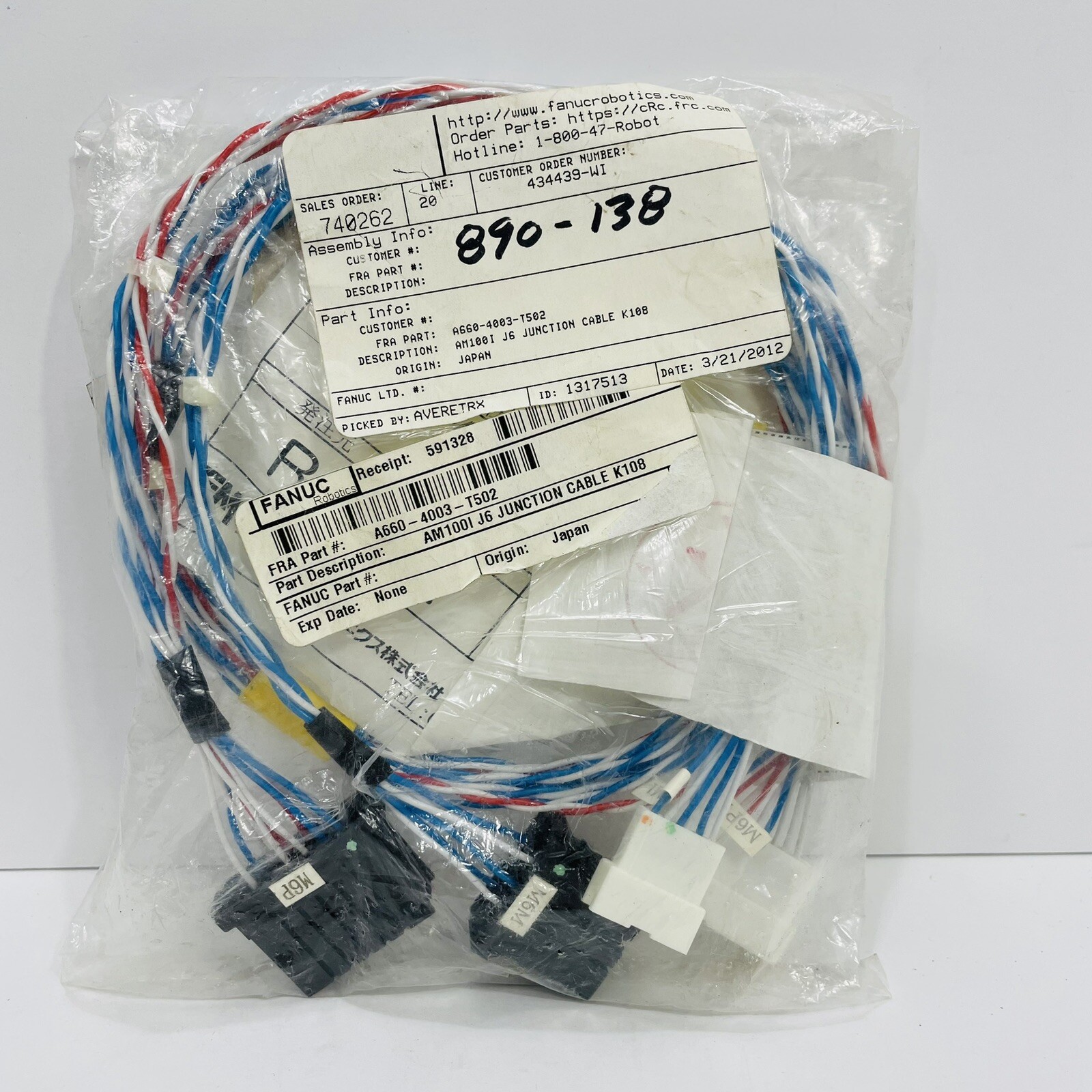 Fanuc A660-4003-T502 AM100I J6 Junction Cable K108 ~New Sealed~